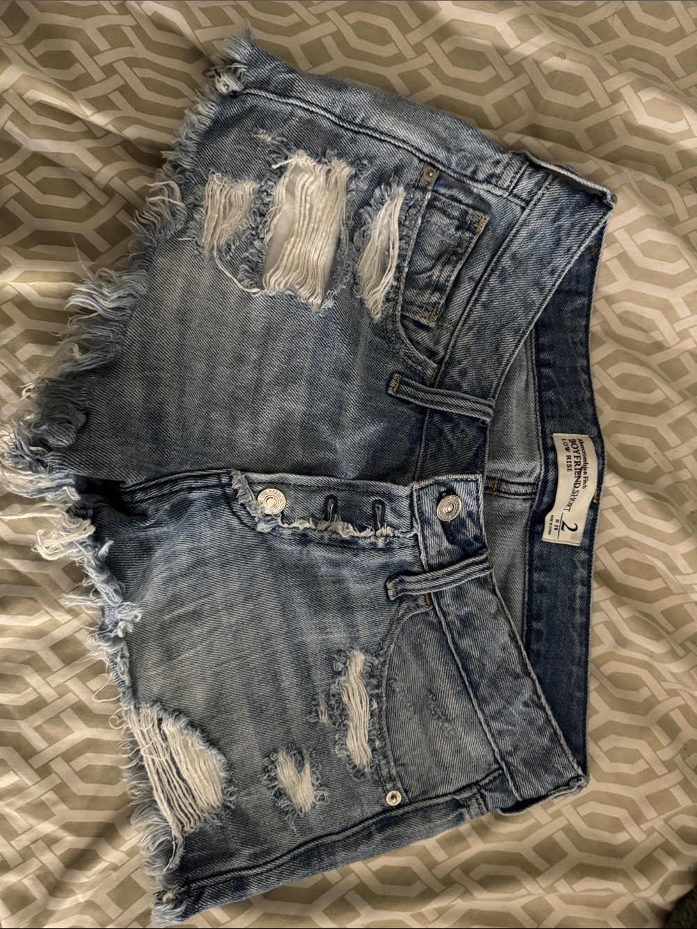Abercrombie and Fitch Distressed Light Wash Denim Cutoff Shorts Low rise